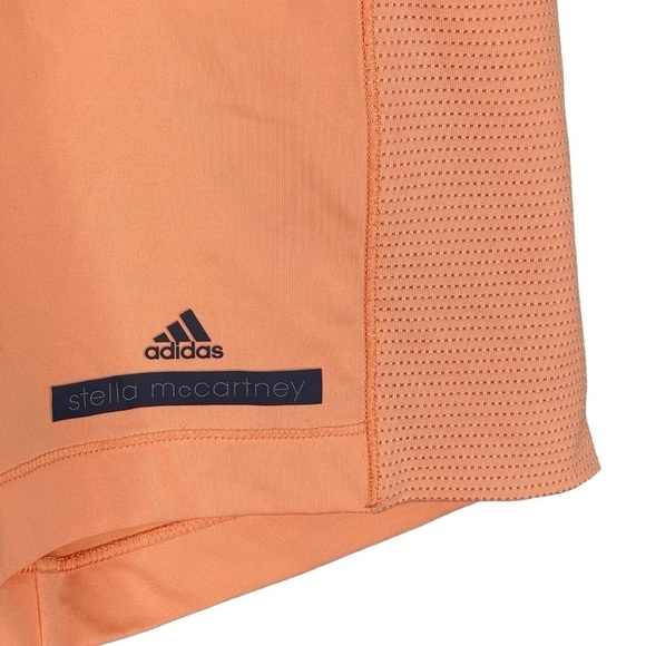 Adidas by Stella McCartney Running Short Small Elastic Waist Pull On Mesh Orange - Picture 2 of 7